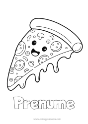 Pagină de colorat personalizată Drăguț Mâncare Pizza Brânză