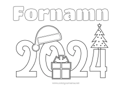 Gratis färgläggning Jul Gott nytt år 2024