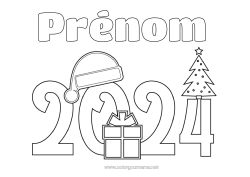 Coloriage gratuit Noël Bonne année 2024