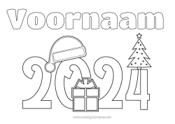 Gratis tekening Kerstmis Gelukkig Nieuwjaar 2024