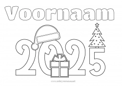 Gratis tekening Kerstmis Gelukkig Nieuwjaar 2025