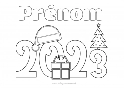 Coloriage à personnaliser Noël 2023 Bonne année