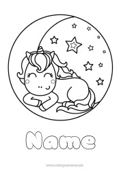 Free colouring Cute Unicorn Animal Moon Dragons, unicorns, and fantastical creatures