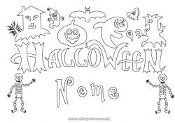 Colorazione gratuita Fantasma Mostro Zucca Scheletro Halloween Jack O'Lantern Iscrizione 