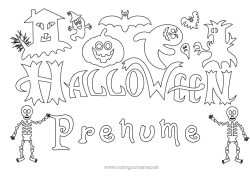 Pagină de colorat personalizată Fantomă Monstru Dovleac Schelet Halloween Jack cu lampa Înscriere 