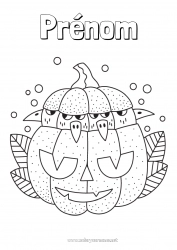 Coloriage gratuit Citrouille Halloween Oiseau Oiseaux et mammifères volants