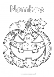 Colorear para personalizar Calabaza Halloween Jack O'Lantern Antiestrés