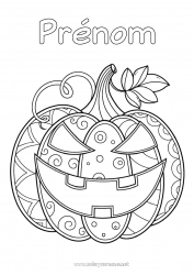 Coloriage gratuit Citrouille Halloween Jack O'Lantern Anti-stress