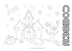 Colorear gratis Halloween Casa Manor embrujado