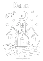 Free colouring Halloween Haunted manor