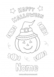 Disegno gratuito Caramelle Zucca Halloween Jack O'Lantern Iscrizione 
