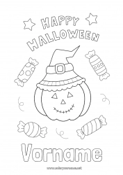 Kostenlose Malvorlage Bonbons Kürbis Halloween Kürbis Beschriftung 