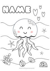 Colouring to customise Jellyfish Sea Animal Marine Or Aquatic Animals