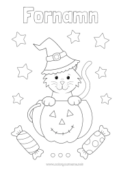 Gratis teckning Godis Pumpa Svart katt Katt Halloween Jack O'Lantern Djur Hundar och katter