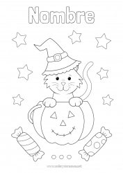 Dibujo libre Caramelos Calabaza Gato negro Cat Halloween Jack O'Lantern Animales Perros y gatos