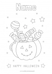 Free coloring Sweets Pumpkin Halloween Inscription 