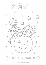 Coloriage gratuit Bonbons Citrouille Halloween Inscription "halloween"