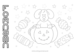 Gratis färgläggning Godis Pumpa Halloween Hund Djur Hundar och katter