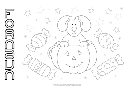 Gratis tegning Godteri Gresskar Halloween Hund Dyr Hunder og katter