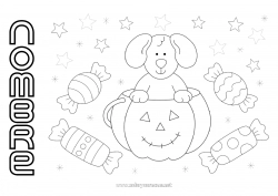 Colorear gratis Caramelos Calabaza Halloween Perro Animales Perros y gatos