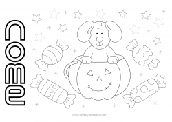 Desenho grátis Doces Abóbora Halloween Cachorro Animal Cães e gatos