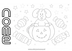 Disegno gratuito Caramelle Zucca Halloween Cane Animale CanI e gatti