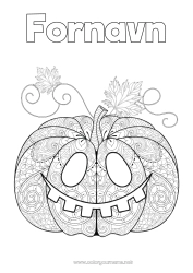 Gratis fargelegging Gresskar Halloween Høst Jack O'Lantern Zentangle Anti-stress