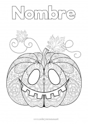 Colorear gratis Calabaza Halloween Otoño Jack O'Lantern Zentangle Antiestrés