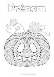 Dessin gratuit Citrouille Halloween Automne Jack O'Lantern Zentangle Anti-stress