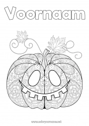 Gratis kleurplaat Pompoen Halloween Herfst Jack O'Lantern Zentangle Anti-stress