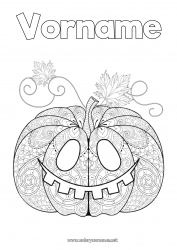 Kostenlose Malvorlage Kürbis Halloween Herbst Kürbis Zentangle Anti-Stress