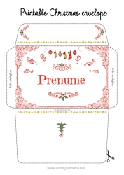Pagină de colorat personalizată Crăciun Plic Plic de imprimat Călătoria elfului de Crăciun