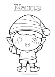 Free colouring Christmas Elves Easy colouring pages
