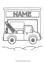 Free coloring Truck Garage Tow truck Vehicles Easy coloring pages Rescue and Emergency Vehicles Trucks and utility vehicles Mechanic Transportation Professions