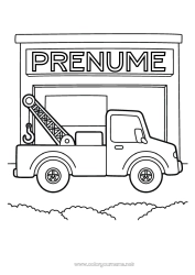 Desen liber de colorat Camion Garaj Remorcă Vehicule Desene de colorat ușoare Vehicule de salvare și urgență Camioane și vehicule utilitare Mecanic auto Meserii în transport