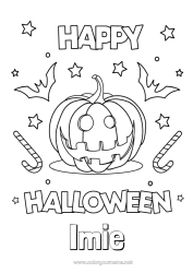 Kolorowanka za darmo Dynia Halloween Jack O'Lantern Napis 'halloween'