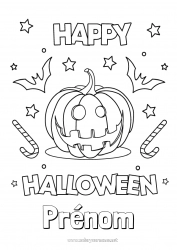 Coloriage gratuit Citrouille Halloween Jack O'Lantern Inscription "halloween"