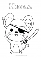 Free drawing Fancy dress Cute Halloween Pirate Mouse Animal Shrove Tuesday Forest animals