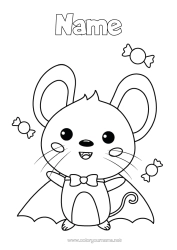 Colouring to customise Vampire Sweets Disguise Cute Halloween Mouse Animal Mardi Gras Forest Animals