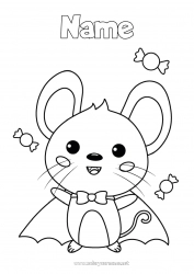 Free coloring Vampire Sweets Fancy dress Cute Halloween Mouse Animal Shrove Tuesday Forest animals