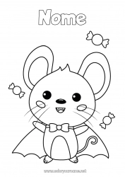 Disegno gratuito Vampiro Caramelle Costume Carino Halloween Topo Animale Martedì grasso Animali della foresta