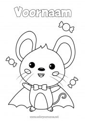Gratis tekening Vampier Snoepjes Vermomming Schattig Halloween Muis Dier Vastenavond Bosdieren