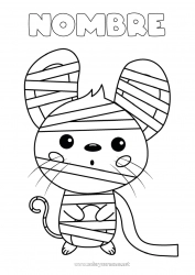 Colorear gratis Disfraz Momia Lindo Halloween Ratón Animales Animales del bosque