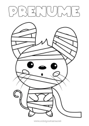 Pagină de colorat gratuită Costum de carnaval Mumie Drăguț Halloween Șoarece Animal Animale din pădure