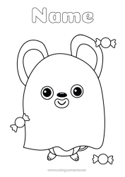 Free colouring Sweets Disguise Ghost Cute Halloween Mouse Animal Forest animals