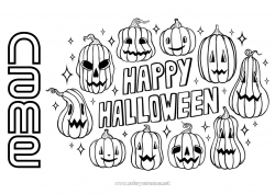 Free coloring Pumpkin Halloween Jack O'Lantern Inscription 