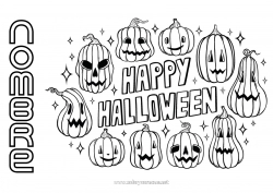 Colorear gratis Calabaza Halloween Jack O'Lantern Inscripción 