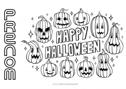 Dessin gratuit Citrouille Halloween Jack O'Lantern Inscription "halloween"