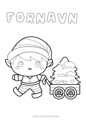Gratis farvelægning Juletræ Jule-nisser Farvelægningsnisser