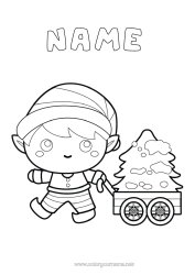 Free colouring Christmas tree Christmas Elves Elf colouring pages